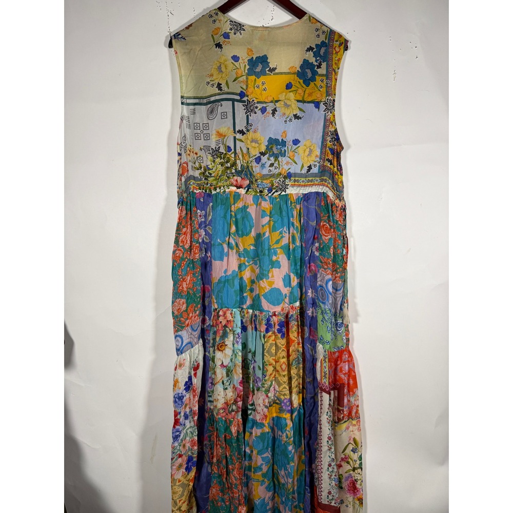 Johnny Was Patchwork Floral Maxi Dress XL Cupra Rayon Tiered Boho C37320-A7 - Picture 4 of 9